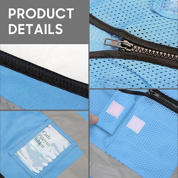 Reflective Safety Vest for Men Women with 5 Pockets and Zipper Front High Visibility Construction Vest Meets ANSI/ISEA Standards