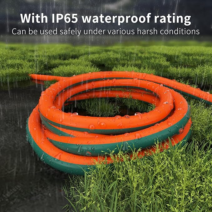 HUANCHAIN 16 Gauge 100 ft Outdoor Extension Cord with Lighted End, Flexible Cold-Resistant 3 Prong Electric Cord Waterproof Outside, 10Amp 1250W 16AWG SJTW, Orange Green, ETL