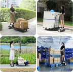 Electric Platform Trucks,Foldable Push Cart Dolly 661 LBS Capacity, 1000W Powered Heavy Duty Flatbed Cart with 360° Swivel Wheels for Warehouse Material Handling