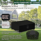 Heavy Duty Patio Furniture Covers Waterproof, 600D Outdoor Furniture Cover Waterproof for Sectional Sofa Couch, Outdoor Dining Table and Chair Set Covers 68''L x 38''W x 28''H, Black