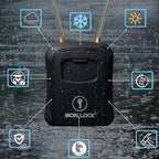 Iron Lock® Key Lock Box Portable with Cable Shackle & Wall Mount – Waterproof Metal Lock Box for Keys with 4-Digit Combination & Resettable Code – Indoor/Outdoor Key Safe (Black, Medium)