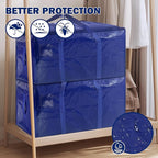 16 Pack Extra Heavy Duty Large Moving Bags with Strong Zipper & Carrying Handles, Sturdy Clothes Storage Bags Totes Bins, Packing Moving Boxes College Supplies, Dark Blue - 40 gal