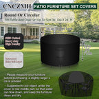 Heavy Duty Patio Furniture Covers Waterproof, 600D Round Outdoor Furniture Cover Waterproof for Sectional Sofa Couch, Outdoor Dining Table and Chair Set Covers 36"DIA x 28"H, Black