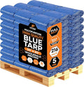 Better Blue Poly Tarp 20' x 20' - Bulk Full Pallet (216 Pack) Multipurpose Protective Cover - Lightweight, Durable, Waterproof, Weather Proof - 5 Mil Thick Polyethylene - by Xpose Safety