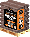 Super Heavy Duty Brown Poly Tarp 6' x 8' - Bulk Half Pallet (210 Pack) Thick Waterproof, UV Blocking Protective Cover - 16 Mil Thick Polyethylene - by Xpose Safety