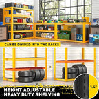 REIBII Garage Shelving Load 3000LBS, 5-Tier Storage Shelves, Adjustable Heavy Duty Metal Shelving Unit for Pantry, Basement, Warehouse, 72" H x 36" W x 16" D H, 3PC