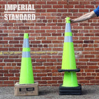 Traffic Cones - Safety Cones - 36" Green Cones with 2 Reflective Collars - Construction Cones - Road Cones - Parking Cones - Street Cone (4 pack)