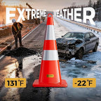 10 Pack 28 Inch Traffic Cones, from -22℉ to 131℉, MUTCD-Compliant Orange Safety Cone with Reflective Collar ＆ Extra Caution Tape for Parking Lot, Construction Work, Road Safety