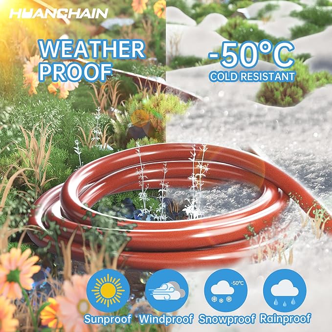 HUANCHAIN Indoor Outdoor Extension Cord 25 ft Waterproof, 16/3 Gauge Flexible Cold-Resistant Appliance Extension Cord Outside, 13A 1625W 16AWG SJTW, 3 Prong Electric Cable Orange, ETL