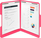 50 Red Fastener File Folders - 1/3 Cut Reinforced Tab - Durable 2 Prongs Bonded Fastener Designed to Organize Standard Medical Files, Law Client Files, Office Reports - Letter Size, Red, 50 Pack