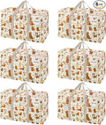 VENO 6 Pack Moving Bags and Large Christmas Storage Bins with lids. Alternative to Moving Boxes, Packing Supplies for College. Extra Large Heavy Duty Totes for Packaging (Holiday Pups, 6 Pack)