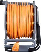 Masterplug 75ft Cord Reel, Retractable Extension Lead with Winding Handle, Safety Overload Circuit Breaker and Power Switch, 4x Grounded Outlets, 2x USB Ports, 15amps, 12AWG Cable