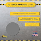 Mighty Line 5.7" Solid Dot Shaped Floor Marking Tape for Safety, Caution, Warning, Heavy-Duty, Peel and Stick, Adhesive Circle Spots, Industrial Quality, Gray, Pack of 100