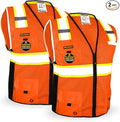 KwikSafety - Charlotte, NC - BIG KAHUNA Safety Vest [2 PACK] Class 2 ANSI OSHA Reflective Vest Durable High Visibility Vest Construction Safety Vest for Men Industrial Work Gear/Orange Large