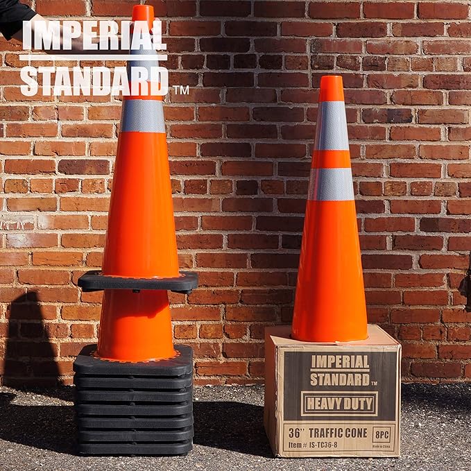 Traffic Cones - Safety Cones - 36" Orange Cones with 2 Reflective Collars - Construction Cones - Road Cones - Parking Cones - Street Cone (32 pack)