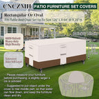 Heavy Duty Patio Furniture Covers Waterproof, 600D Outdoor Furniture Cover Waterproof for Sectional Sofa Couch, Outdoor Dining Table and Chair Set Covers 126''L x 64''W x 28''H, Beige Brown