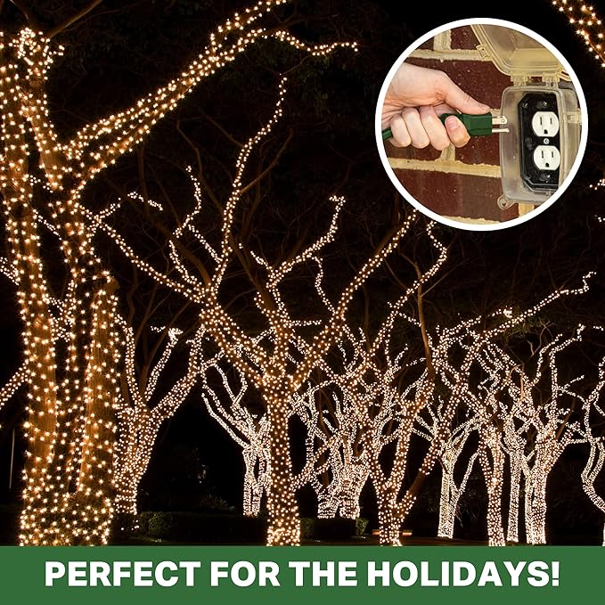 Weatherproof Outdoor Extension Cord 75 ft, 16/3 SJTW 75ft Green Extension Cord 3 Prong, Long for Outdoor Lights & Landscaping, UL Certified - US Veteran Owned