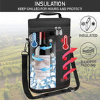 opux 2 Bottle Wine Carrier Tote, Insulated Leakproof Wine Cooler Bag, Wine Travel Bag Tote for Picnic BYOB Beach, Portable Wine Bottle Carrying Case, Gift for Wine Lover Women Men Christmas, Black