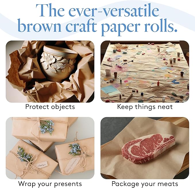 Woodpeckers Brown Craft Paper Roll 48 inch Wide, 1800 inch Long, 1 Roll, Jumbo Roll for Eco Friendly Christmas Gift Wrapping Paper and Packing Paper