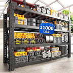 Bepatio 11000LBS Garage Shelving Heavy Duty, 72" H Storage Shelves Adjustable 4-Tier Metal Shelves, Industrial Shelving for Garage,Shop, Warehouse, Basement, Commercial, 72" H× 60" W × 24" D, Black