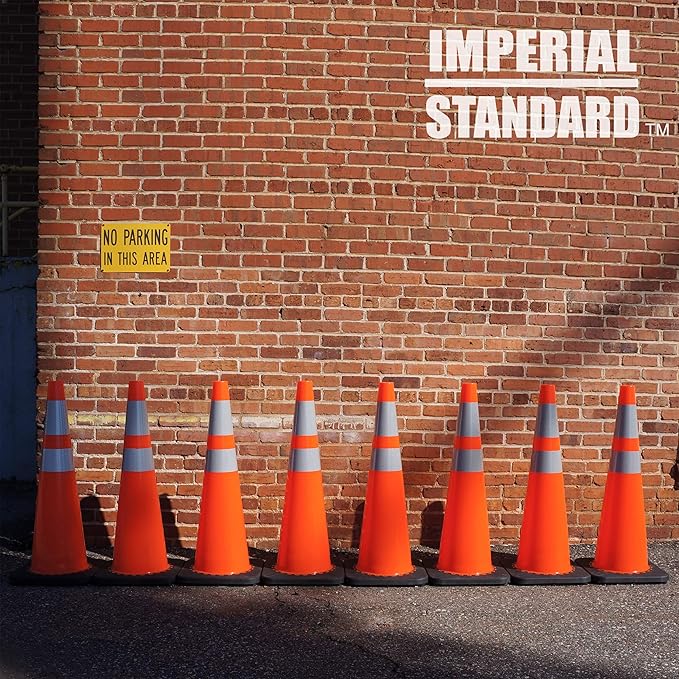 Traffic Cones - Safety Cones - 36" Orange Cones with 2 Reflective Collars - Construction Cones - Road Cones - Parking Cones - Street Cone (32 pack)