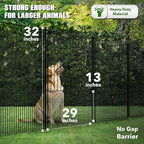 WESLEY'S CORNER Tall Fence Panels - 32”H x 29”L, No Dig Metal Dog Fence, Heavy Duty, Garden Border & Animal Barrier, Rustproof, Decorative Fencing for Backyards, Frontyards, Outdoors and Edging