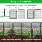Decorative Garden Fence with Gate, 32 in(H) x 43 ft(L) Rustproof Metal Fence Panels No Dig Fence with Full Panel Gate, Dog Fence Outdoor for Yard, Animal Barrier Garden Fencing for Yard
