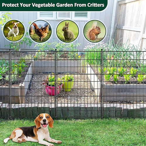 10 Panels Decorative Garden Fence Animal Barrier Heavy Duty No Dig Dog Fence Outdoor for Yard 32 in(H) X 23.6 ft(L) Garden Fencing with Ground Stakes for Backyard, Patio Decor