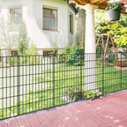 Metal Garden Fence 40in (H) x 18.7ft (L), 8 Panels + 9 Stakes Dog Fence Border Fence Animal Barrier, No Dig Garden Fencing for Yard Flower Bed Lawn Patio Outdoor, PIN402808 Black