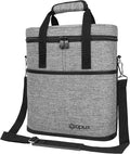 opux 3 Bottle Wine Carrier Tote, Insulated Leakproof Wine Cooler Bag, Wine Travel Bag Tote for Picnic BYOB Beach, Portable Wine Bottle Carrying Case, Gift for Wine Lover Women Men Christmas, Grey