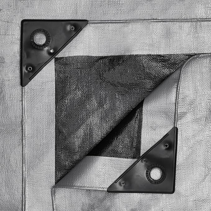 WHITEDUCK Super Heavy Duty Poly Tarp Cover 16 Mil & 10 Mil with Grommets and Reinforced Edges (Brown, White & Silver Black) (Silver Black- 10 Mil, 10' x 20')