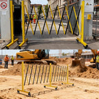 Industrial Expandable Barricade,Folding Security Gate Safety Barricade with Casters,Mobile Barrier Gate Outdoor,Adjustable Traffic Fence for Road Construction, Traffic Control,Pool (23FT-2PCS)
