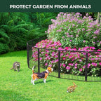 FXW Garden Fence Outdoor for The Yard – 24in(H) x 45.6ft(L) Heavy Duty Metal Animal Barrier for Dog and Rabbit, Decorative Dog Fence, 24 Panels, Black