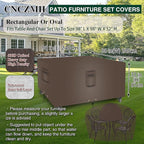 Square Heavy Duty Patio Table Covers Waterproof, 600D Outdoor Dining Table and Chair Set Covers, Outdoor Furniture Cover Waterproof for Sectional Sofa Couch 98''L x 98''W x 32''H, Brown