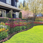 8 Panels Tall No Dig Garden Fence - 40in H x 18ft L, Reinforced Square Tube Rustproof Animal Barrier, Decorative Metal Fencing for Yard & Outdoor Dog Pet Play Areas