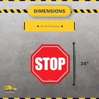 Mighty Line Stop Floor Sign Sticker for Safety, Warning, Heavy-Duty, Peel and Stick, Adhesive, Industrial Quality, 24"