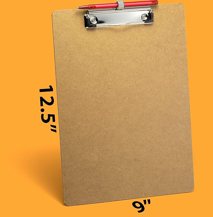 Achieva Recycled Wood Clipboard, Letter Size, Low Profile Clip with Pen Holder, 24 PK (68003)