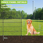 5 Panels No Dig Garden Fence Animal Barrier, 34in(H) × 11.25ft(L) Decorative Metal Outdoor Dog Fence, Rustproof Pet Fencing for Yard, Patio, Flower Bed -Temporary Fencing| Easy to Install