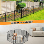32 in(H) Decorative Garden Fence with Gate, 8 Panels Total 17.7 Ft(L) Heavy Duty Iron Animal Barrier Fence for Yard,Suitable for Indoor Pet Or Outdoor Dog Fencing, Garden Border Fence