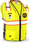 KwikSafety - BIG KAHUNA DIGITAL Safety Vest [LIMITED EDITION] Class 2 ANSI OSHA Reflective Vest Durable High Visibility Vest Construction Safety Vest for Men Industrial Work Gear/Yellow 3XL