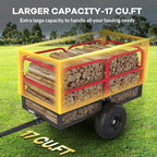 GAOMON Heavy Duty Utility Cart Cargo Trailer, 1700 Lbs 15 Cubic Feet, Yard Utility Trailer with Removable Sides and Handle, Garden Dump Cart for Hauling Behind Lawn & Garden Tractors