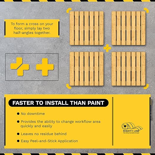 Mighty Line 2" Half Angle Marker Floor Marking Tape for Safety, Caution, Warning, Heavy-Duty, Peel and Stick, Adhesive, Industrial Quality, Purple, Pack of 100