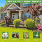 5 Panels Decorative Garden Fencing with Gate for Yard, 40in (H) x 11.8ft (L) No Dig Animal Barrier Fence, Rustproof Metal Wire Outdoor Dog Fences Panel Border with Temporary Ground Stakes