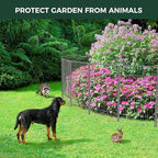 FXW Garden Fence Outdoor for The Yard – 45in(H) x 36.4ft(L) Heavy Duty Metal Animal Barrier for Dog and Rabbit, Decorative Dog Fence, 16 Panels, Silver
