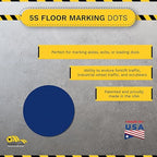 Mighty Line 3/4" Solid Dot Shaped Floor Marking Tape for Safety, Caution, Warning, Heavy-Duty, Peel and Stick, Adhesive Circle Spots, Industrial Quality, Blue, Pack of 200