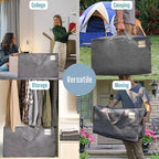 VENO 6 Pack Moving and Storage Bags, Heavy Duty, Alternative to Moving Boxes, Large Packing Totes Supplies for College Dorm Room with Zipper for Clothes, Wide Open Design (Dark Gray, 6 Pack)