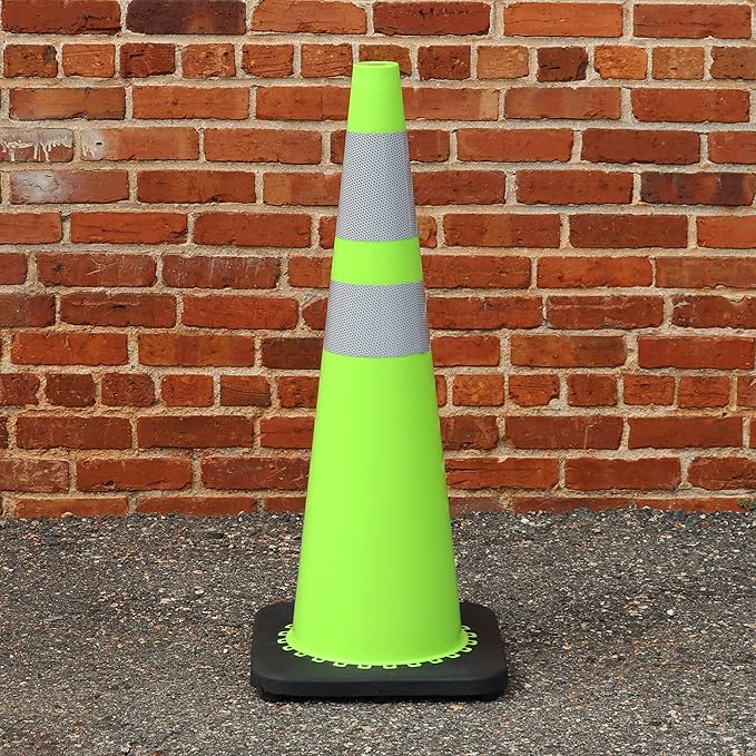 Traffic Cones - Safety Cones - 36" Green Cones with 2 Reflective Collars - Construction Cones - Road Cones - Parking Cones - Street Cone (8 pack)