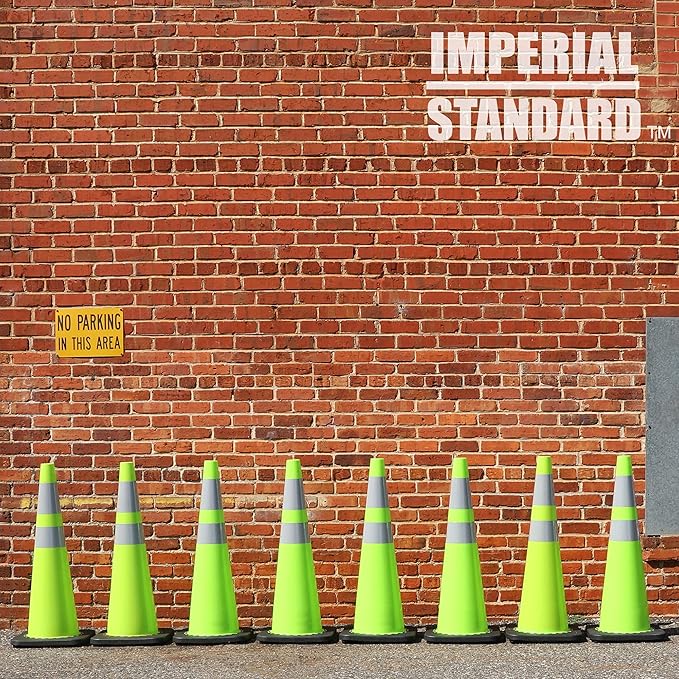 Traffic Cones - Safety Cones - 36" Green Cones with 2 Reflective Collars - Construction Cones - Road Cones - Parking Cones - Street Cone (16 pack)