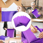 GGR Supplies Metallic Bubble Padded Envelope Mailers, 7.5 X 11 Inches, Waterproof Ultra Resistant Ideal For Packing, Shipping, and Storing. Pack of 25 (Purple)