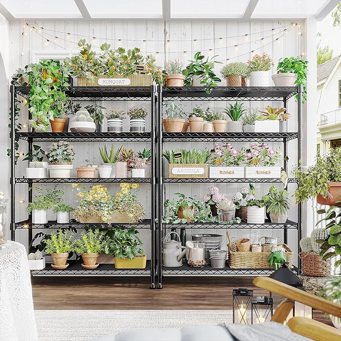 REIBII 5-Tier Wire Shelving Rack Storage Shelves Metal Shelves,1020 LBS Adjustable Heavy Duty Metal Shelving Units and Storage for Garage Pantry Bathroom 29" W X 14" D X 63" H